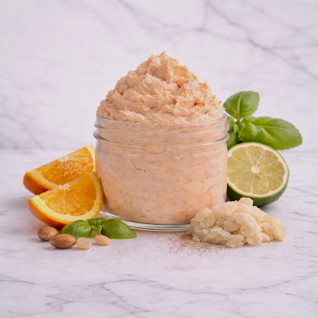 Orange, Basil and Lime Whipped Soap with Apricot Kernel Oil and Designer Fragrance