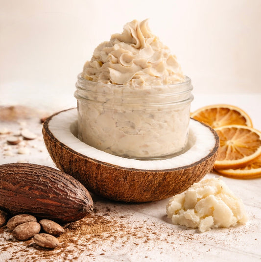 Sweet Orange Oil Whipped Body Butter with Cocoa, Shea Butter and Coconut Oil